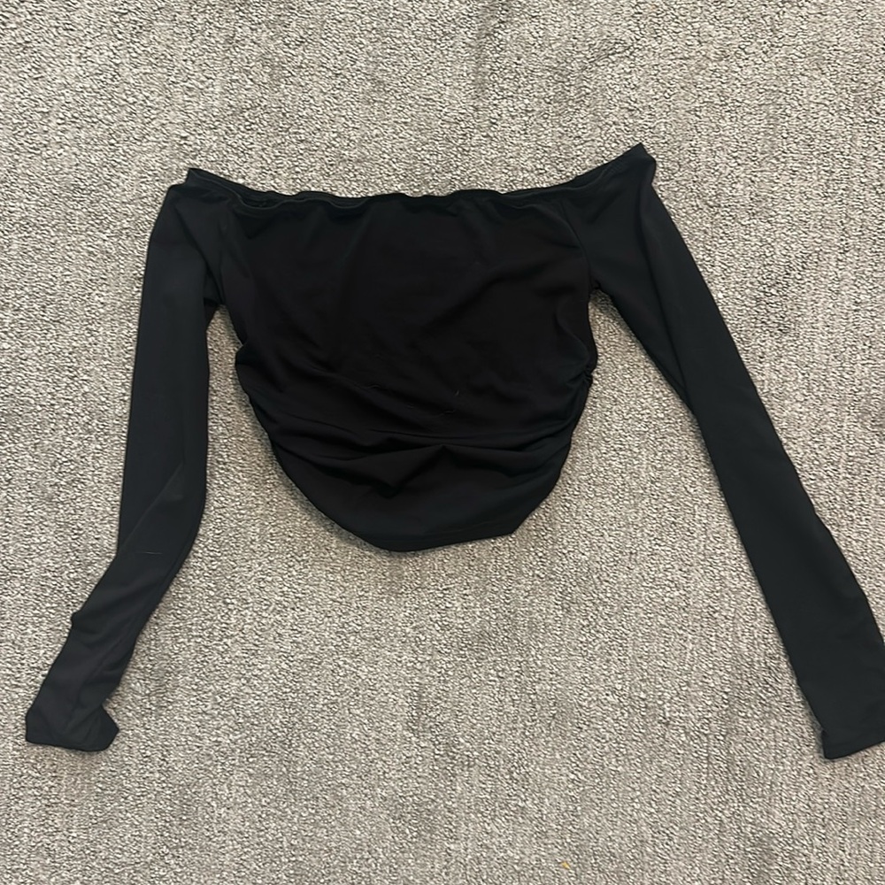 Rouched off the shoulder long sleeve